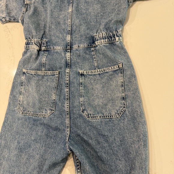 We The Free People Marci Utility Coverall Short Sleeve Denim Jumpsuit Womens Med - Picture 7 of 10